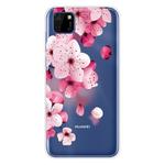 For Huawei Y5p (2020) Coloured Drawing Pattern Highly Transparent TPU Protective Case(Cherry Blossoms)