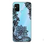 For Huawei Honor 9A Coloured Drawing Pattern Highly Transparent TPU Protective Case(Black Rose)