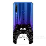 For Huawei Honor 20 Lite Coloured Drawing Pattern Highly Transparent TPU Protective Case(Black White Rat)
