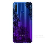 For Huawei Honor 20 Lite Coloured Drawing Pattern Highly Transparent TPU Protective Case(Black Rose)