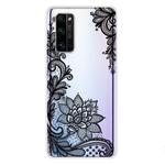 For Huawei Honor 30 Pro Coloured Drawing Pattern Highly Transparent TPU Protective Case(Black Rose)