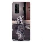 For Huawei Honor 30S Coloured Drawing Pattern Highly Transparent TPU Protective Case(Cat Tiger)