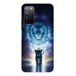 For Huawei Honor X10 Coloured Drawing Pattern Highly Transparent TPU Protective Case(Lion)