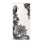 For Samsung Galaxy Note 10+ Coloured Drawing Pattern Highly Transparent TPU Protective Case(Black Rose)