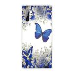 For Samsung Galaxy Note 10+ Coloured Drawing Pattern Highly Transparent TPU Protective Case(Purple Butterfly)