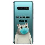 For Samsung Galaxy S10+ Coloured Drawing Pattern Highly Transparent TPU Protective Case(Mask Cat)