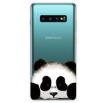 For Samsung Galaxy S10+ Coloured Drawing Pattern Highly Transparent TPU Protective Case(Panda)