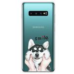 For Samsung Galaxy S10+ Coloured Drawing Pattern Highly Transparent TPU Protective Case(Pinch Dog)