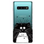 For Samsung Galaxy S10+ Coloured Drawing Pattern Highly Transparent TPU Protective Case(Black White Rat)