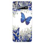 For Samsung Galaxy S10+ Coloured Drawing Pattern Highly Transparent TPU Protective Case(Purple Butterfly)