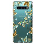 For Samsung Galaxy S10 5G Coloured Drawing Pattern Highly Transparent TPU Protective Case(Golden Butterfly)