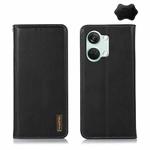 For OnePlus Nord 3 / Ace 2V KHAZNEH Nappa Top Layer Cowhide Leather Phone Case(Black)