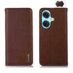 For OnePlus Nord CE3 5G KHAZNEH Nappa Top Layer Cowhide Leather Phone Case(Brown)