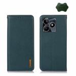 For Realme C53/Narzo N53 KHAZNEH Nappa Top Layer Cowhide Leather Phone Case(Green)