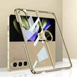 For Samsung Galaxy Z Fold5 GKK Electroplating Phone Case with Ring(Gold)