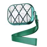 For AirPods Pro Electroplated Printed TPU Earphone Protective Case with Lanyard(Green Cloud White)