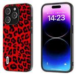 For iPhone 15 Pro Max ABEEL Black Edge Leopard Phone Case(Red Leopard)