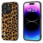 For iPhone 15 Pro Max ABEEL Black Edge Leopard Phone Case(Golden Leopard)
