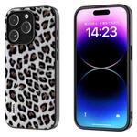 For iPhone 15 Pro ABEEL Black Edge Leopard Phone Case(Silver Leopard)