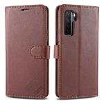 For Huawei Nova 7 SE AZNS Sheepskin Texture Horizontal Flip Leather Case with Holder & Card Slots & Wallet(Brown)