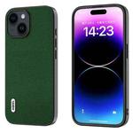 For iPhone 15 Plus ABEEL Black Edge Genuine Leather Mino Phone Case(Green)