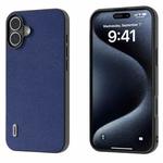 For iPhone 16 ABEEL Black Edge Genuine Leather Mino Phone Case(Royal Blue)