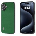 For iPhone 16 ABEEL Black Edge Genuine Leather Mino Phone Case(Green)