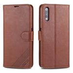 For Huawei Honor 9X AZNS Sheepskin Texture Horizontal Flip Leather Case with Holder & Card Slots & Wallet(Brown)