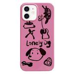 For iPhone 12 Painted Pattern PC Phone Case(Lonely Dog)