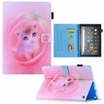 For Amazon Fire Max 11 2023 Colored Drawing Leather Smart Tablet Case(Pink Cat)