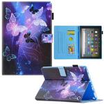For Amazon Fire Max 11 2023 Colored Drawing Leather Smart Tablet Case(Purple Butterflies)