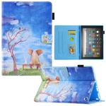 For Amazon Fire Max 11 2023 Colored Drawing Leather Smart Tablet Case(Elephant Rabbit)