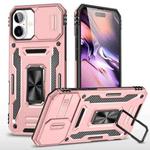 For iPhone 16 Armor PC + TPU Camera Shield Phone Case(Rose Gold)