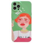 For iPhone 13 Pro Max Precise Hole TPU Phone Case(Short Hair Girl)