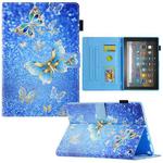 For Amazon Fire Max 11 2023 Colored Drawing Smart Leather Tablet Case(Golden Butterfly)