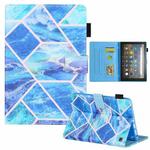 For Amazon Fire Max 11 2023 Colored Drawing Leather Smart Tablet Case(Blue Grid)