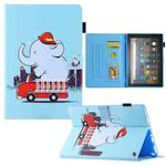 For Amazon Fire Max 11 2023 Colored Drawing Leather Smart Tablet Case(Fire Elephant)