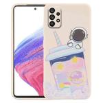 For Samsung Galaxy A53 5G Milk Tea Astronaut Pattern Liquid Silicone Phone Case(White)