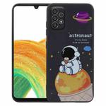 For Samsung Galaxy A33 5G Milk Tea Astronaut Pattern Liquid Silicone Phone Case(Black)