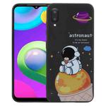 For Samsung Galaxy A02 EU Version Milk Tea Astronaut Pattern Liquid Silicone Phone Case(Black)