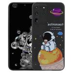 For Samsung Galaxy S20 Ultra 5G / 4G Milk Tea Astronaut Pattern Liquid Silicone Phone Case(Black)