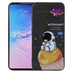 For Samsung Galaxy S10 Milk Tea Astronaut Pattern Liquid Silicone Phone Case(Black)