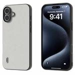 For iPhone 16 Plus ABEEL Genuine Leather Wave Black Edge Phone Case(Grey)