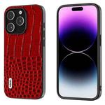 For iPhone 15 Pro Max ABEEL Genuine Leather Crocodile Pattern Black Edge Phone Case(Red)