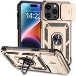 For iPhone 15 Pro Max Sliding Camshield Holder Phone Case(Gold)