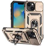 For iPhone 15 Plus Sliding Camshield Holder Phone Case(Gold)