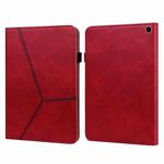 For Amazon Fire Max 11 Embossed Striped Leather Tablet Case(Red)