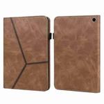 For Amazon Kindle Fire HD 8 2022 Embossed Striped Leather Tablet Case(Brown)