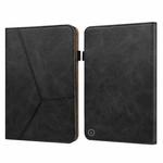 For Amazon Kindle Fire HD 10 2023 Embossed Striped Leather Tablet Case(Black)