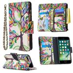 For iPhone 8 Plus & 7 Plus Colored Drawing Pattern Zipper Horizontal Flip Leather Case with Holder & Card Slots & Wallet(Tree)